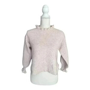 Madewell Ruffle-Neck Pullover Sweater in Cotton-Merino Yarn - Size L